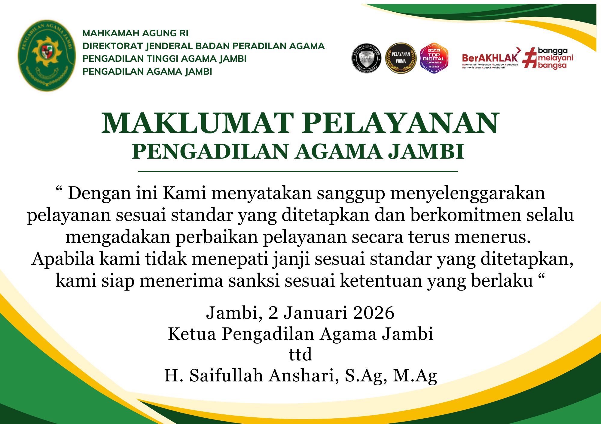Maklumat pelayanan 2026